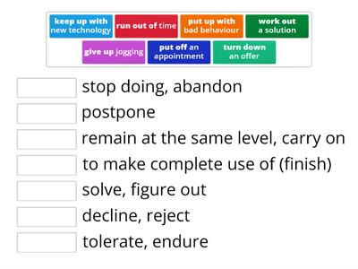 Synonyms match (phrasal verbs)