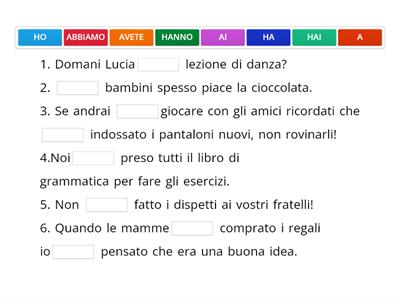 INSERISCI  HA-AI- A-HAI-HO- O-HANNO-AVETE-ABBIAMO- AL POSTO GIUSTO- MAESTRA ADELE BARBERIO