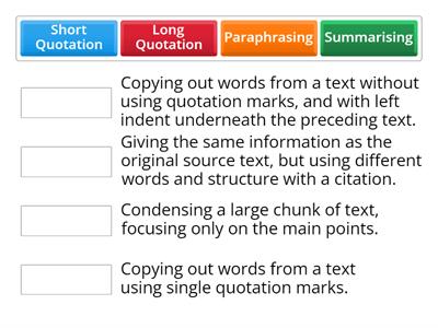 Paraphrasing, Summarising and Quoting 