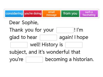 MSE 2025 Writing letter to Sophie