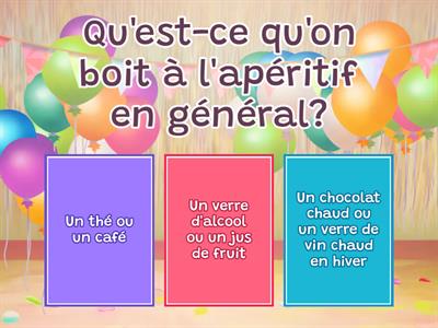 Questions sur l'apéritif