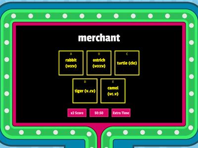 rabbit, ostrich, turtle, tiger, and camel words