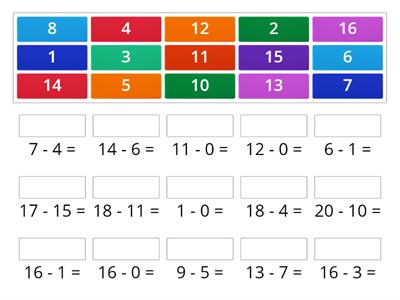 Math Facts Subtraction to 20