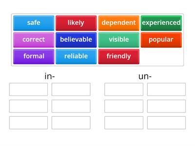 1Which negative prefix: -in or -un?