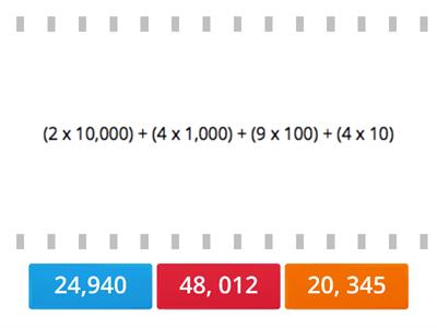 Expanded Notation FIND THE MATCH 