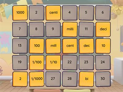 Numerical prefixes matching game