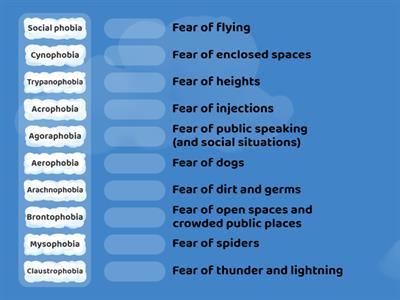 Phobias matching exercise London centre of English Wlodawa