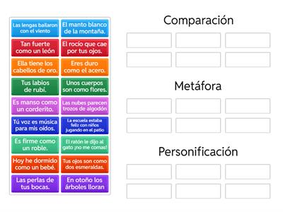 Personificación, Metáfora y Comparación 