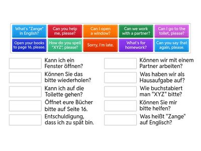 English 5: Classroom English Short Match