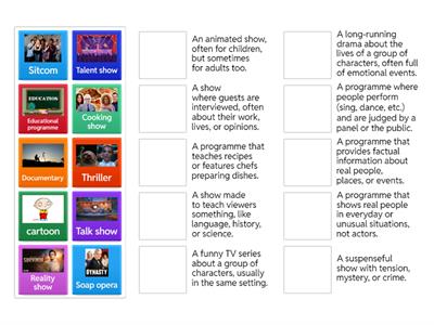 Types of programmes vocabulary