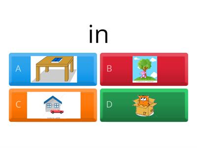 In, on, under, in front of, between, behind, next to