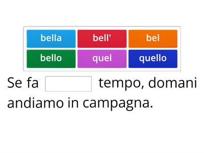 A2-Completate con gli aggettivi «quello» o «bello» nella forma adatta