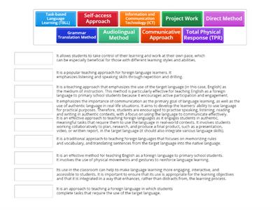English Language Teaching METHODS and APPROACHES - Matching Activity