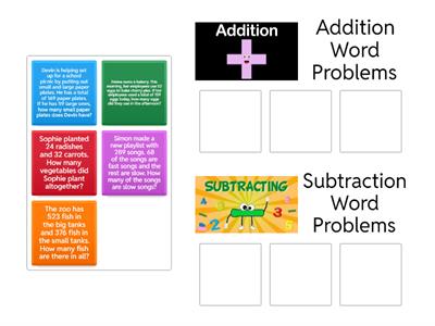 Addition and Subtaction Word Problem Sort
