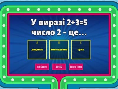 Компоненти арифметичних дій (додавання, віднімання)