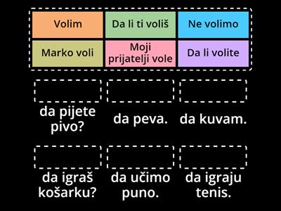 Глаголы. Да + настоящее время. Da li voliš da pevaš?