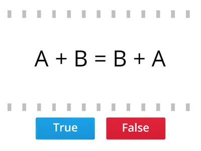 True or False - Commutative Property (Year 7)