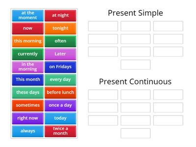 Present Simple vs Present Continuous time expressions