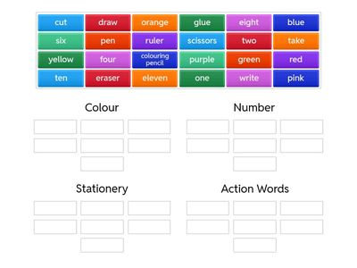 Drag the words into correct category.