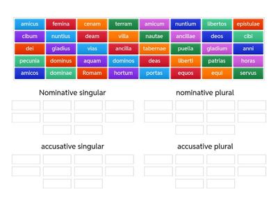 Latin nominative & accusative noun endings