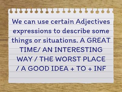 Adjectives and expressions