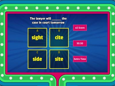 Grade 8 Homophones and Homonyms Quiz