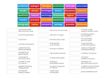 7th grade - Q4 - word part - review