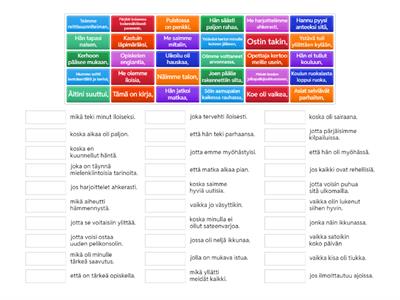 Yhdistä pää- ja sivulauseet