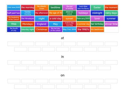 Prepositions of place and time