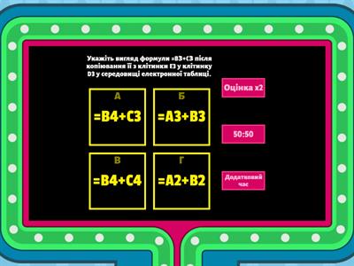 Вікторина табличний процесор