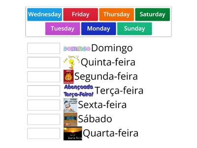 English: Dias da semana em Inglês 