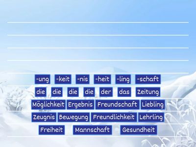 Endungen von Nomen: Sortiere!