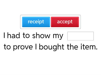 Roots -ceive & -cept Fill in the Blanks