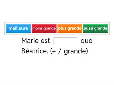 Comparaison: adjectifs