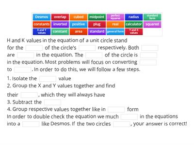 Circle Equations EOC review Olivia Ewing and Zara Hunt Math III