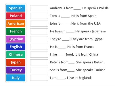  English  Countries and Nationalities