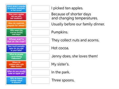 match the questions and answers