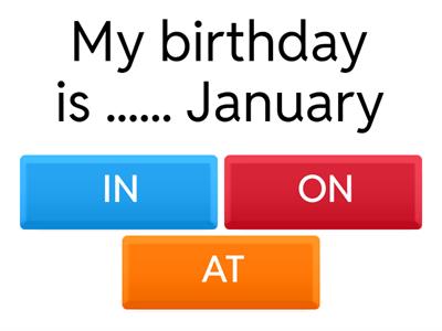   Adults Prepositions of Time - IN ON AT