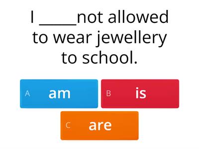 PRESENT PASSIVE: Choose am, is or are to complete the sentences