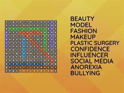 Beauty Standards - wordsearch