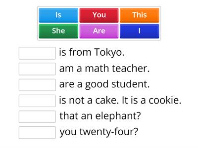 be動詞② 以下の語の後に来る文を考えよう。