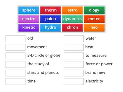 Science Terms Match Up