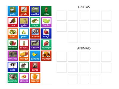 Separar frutas e animais 