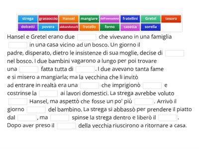 IL TESTO BUCATO: La storia di Hansel e Gretel.