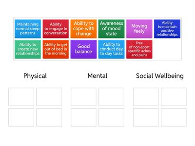 Physical, mental and Social wellbeing mix & match