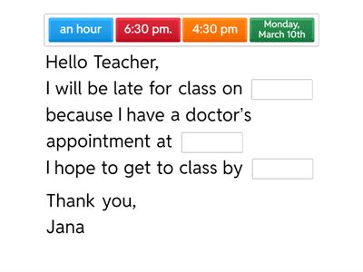 Late for Class Email