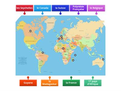 Les pays francophones sur la carte / Страны - франкофоны на карте