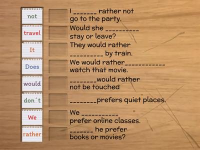 WOULD RATHER AND PREFER