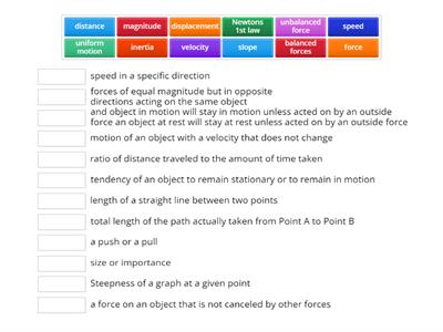 Force and motion Vocab 