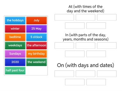 Lesson 1 (CPS): Prepositions of Time